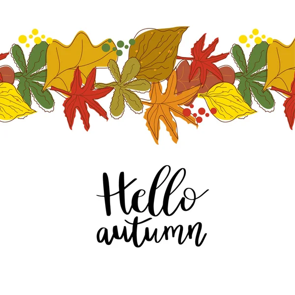 Ciao autunno frase lettering mano — Vettoriale Stock