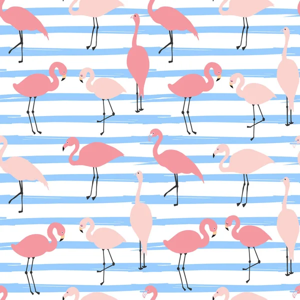 Franja ancha y flamencos sin costuras — Vector de stock