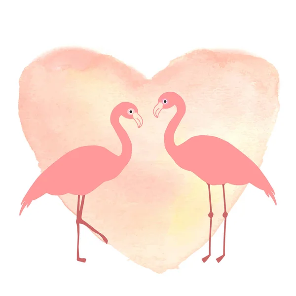 在爱的两个粉红色的火烈鸟 — 图库矢量图片