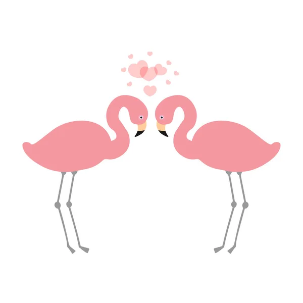 Twee roze flamingo's in de liefde — Stockvector