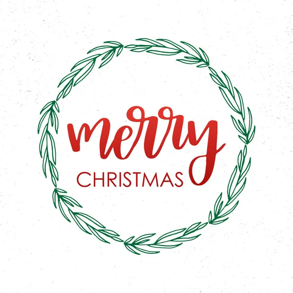 Kerst en Nieuwjaar doodle krans met belettering tekst. — Stockvector