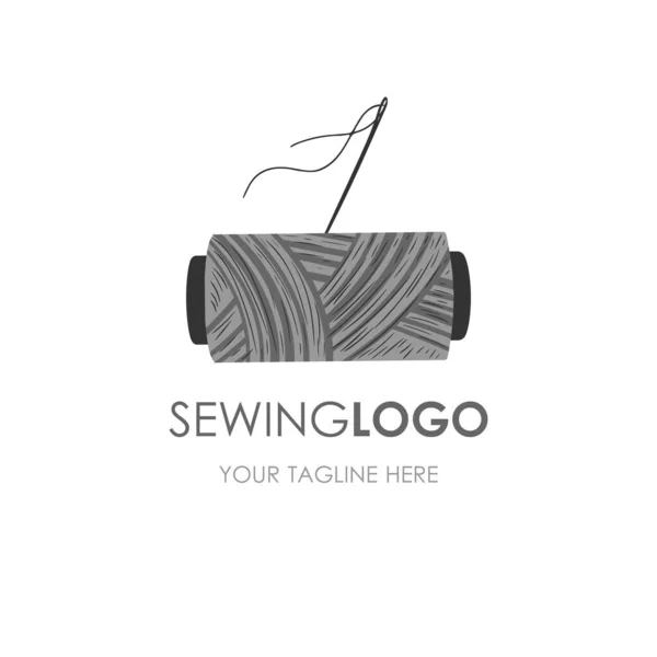 手芸縫製ロゴ。ボックス スレッド ロゴタイプを縫う. — ストックベクタ