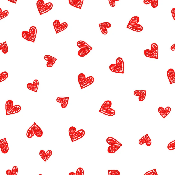 Red hearts seamless pattern. Valentines day vector. — Stock Vector