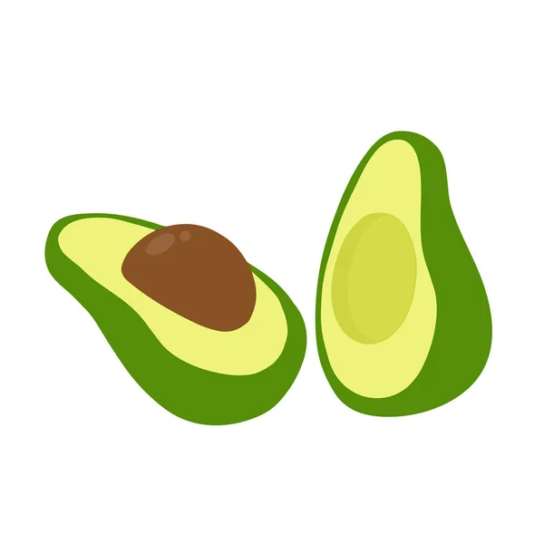 Avocado, de helft van avocado op witte achtergrond. Vegetariër. Elementen voor uw ontwerp. Serie van voedsel en drank en ingrediënten voor het koken. Vectorillustratie — Stockvector