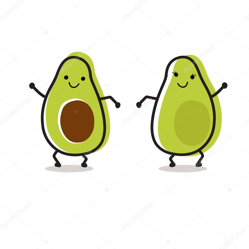 Illustration of cute dancing avocado. Vector illustration