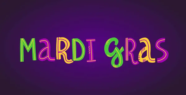 Vector handwritten lettering Mardi Gras holiday card — Stock Vector
