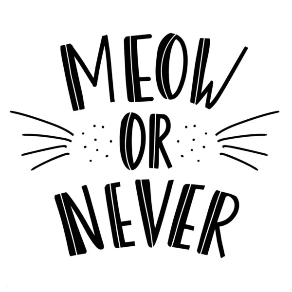 Ilustración vectorial con cita de letras Meow or Never . — Vector de stock