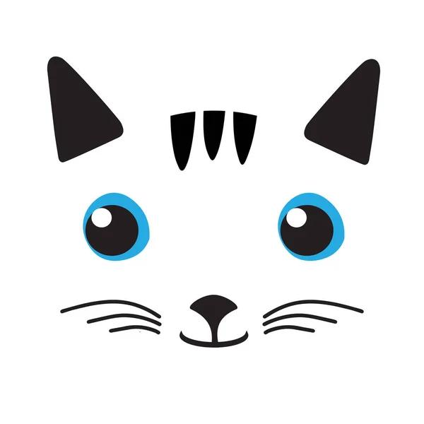 Cara de gato diseño de personaje. Lindo estampado de gatito blanco para tshitr, notebook, bolso de mano. Ilustración vectorial para tarjeta de felicitación, invitación . — Vector de stock