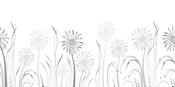 Seamless Dandelion Pattern Horizontal Background Hand Drawn Plants Seeds Vector — Stock Vector