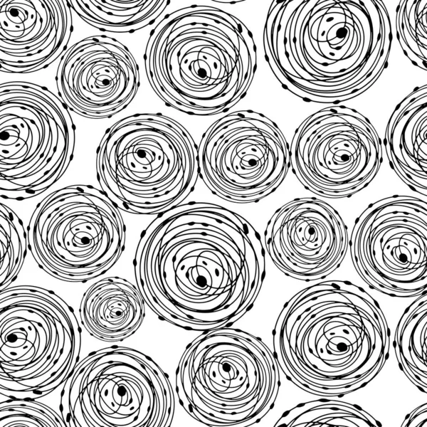 黒と白の放射状の元素パターン 抽象的なタンポポの花 カード テキスタイル ウェブページのためのシームレスな背景 — ストックベクタ