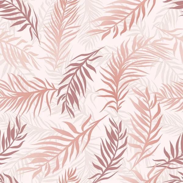 Modernes Nahtloses Muster Mit Rosa Palmblättern Auf Weißem Hintergrund Vektorillustration — Stockvektor