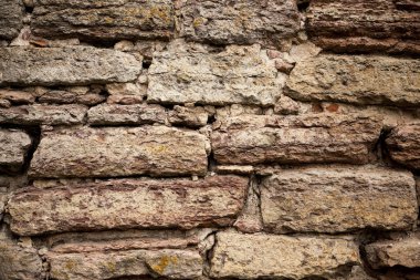 Eski tuğla duvar, duvar kâğıdı, lamine, paneller, mobilyalar için güzel bir arka plan.