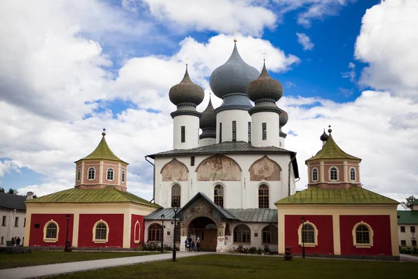 Russian Orthodox Church Temple Background Blue Sky Clouds — Stock Photo, Image