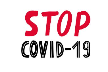 2019-nCoV Roman Coronavirus Bakteri Poster Tasarımı. Beyaz arkaplan üzerine harf metni. Covid-19 Kavramlarını durdurun. İzole Vektör Sembolü