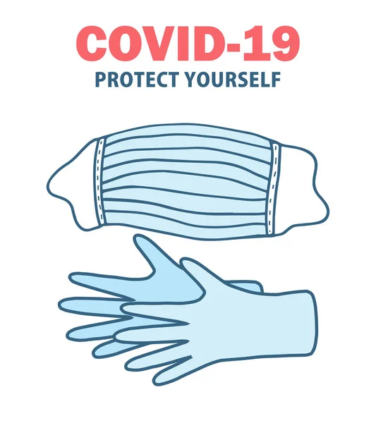 Skydda Dig Mot Coronavirus Klistermärke För Innehåll Sociala Medier Vektor — Stock vektor