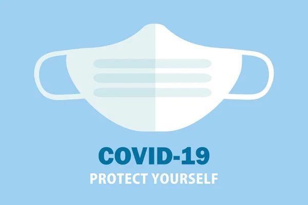 Maschera Coronavirus Sfondo Blu Focolai Pandemia Virus Della Corona Covid — Vettoriale Stock