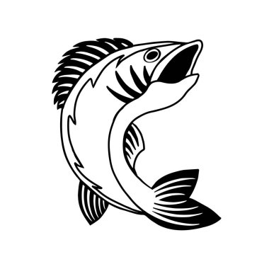 Balık logosu şablonu. Yuvarlak tabela. Vektör logosu