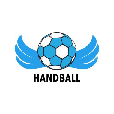 Hentbol topunun logosu. Vektör illüstrasyonu, spor ekipmanı simgesi, düz tasarım konsepti