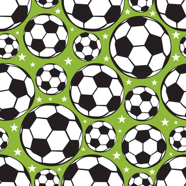 Seamless Football Soccer Ball Pattern Sport Background Vector Illustration Clothing — Stock Vector