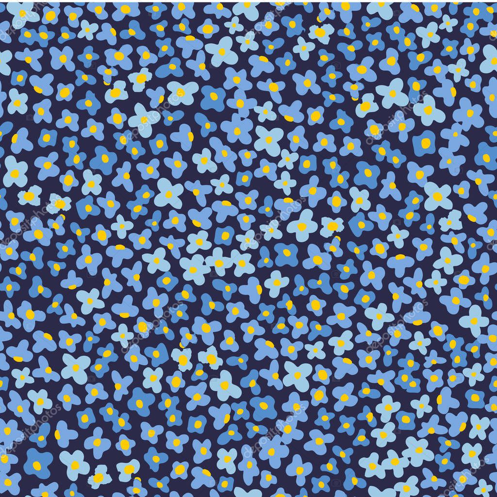 Stylish Beautiful Bright Floral Seamless Pattern Cute Vector Illustration Texture With Tiny Forget Me Not Flowers Can Be Used For Fabric T Shirts Bed Linen Packaging Napkins Postcards Premium Vector In Adobe