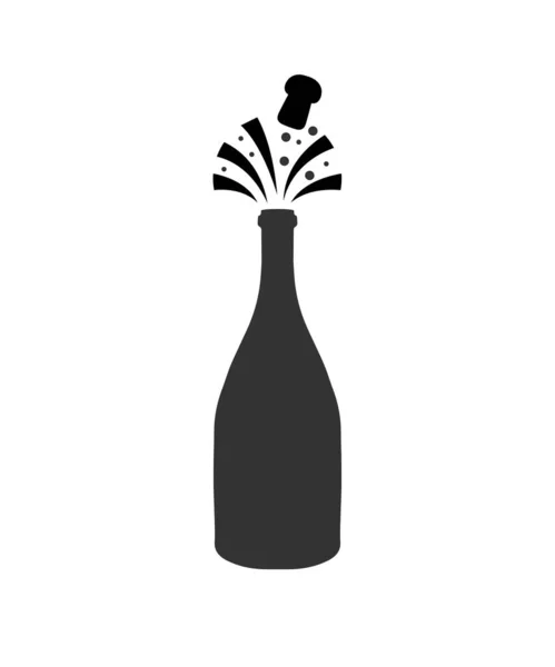 Champagne bottle explosion. Hand drawn vector illustration isolated on white. — Stock Vector