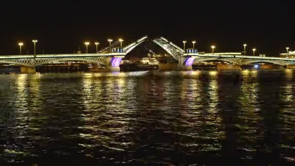 Drawning Palace Bridge, St. Petersburg, Federacja Rosyjska. Upływ czasu. — Wideo stockowe