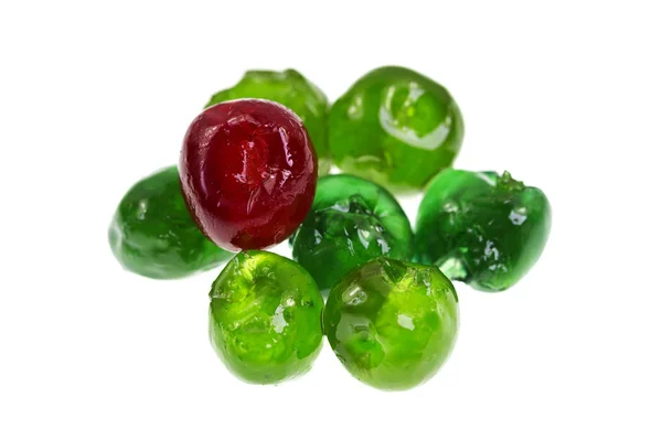 砂糖漬けの緑と赤のチェリー — ストック写真