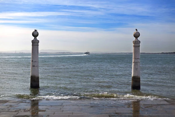Cais das Colunas in Lisbon — стокове фото
