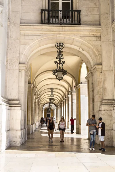 Arcade Plaza del Comercio de Lisboa —  Fotos de Stock