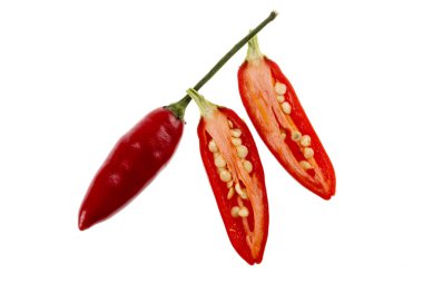 The Birds Eye, or Thai Chili, is a small sized chili pepper cultivar of the species Capsicum annuum. It is very hot (piquant) with a floral aroma, commonly found in Ethiopia and Southeast Asia clipart