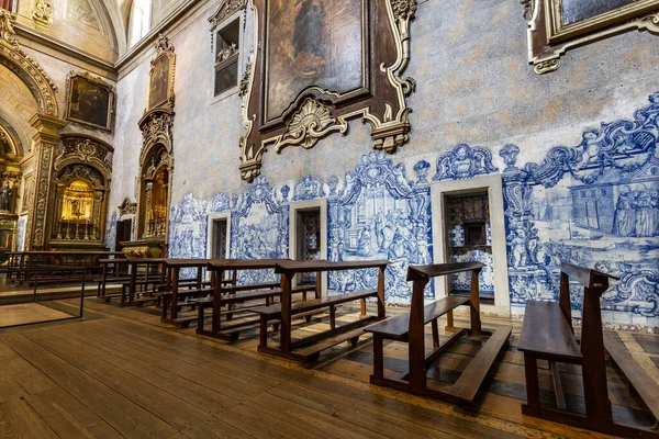 Sao Pedro Alcantara Kilisesi Nin Yan Duvarı Mavi Beyaz Fayanslarla — Stok fotoğraf