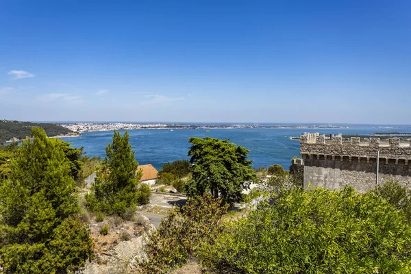 Panoramatický Výhled Město Setubal Poloostrov Troia Pevnosti Santiago Outao Století — Stock fotografie