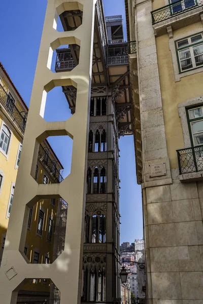 Elevador Santa Justa Ascensor Vertical Hierro Forjado Neogótico Construido 1901 —  Fotos de Stock