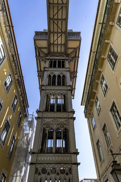 Elevador Santa Justa Elevador Vertical Transporte Ferro Forjado Neo Gótico — Fotografia de Stock