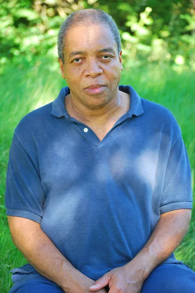 African American Male Senior Summer Heat Outdoors — Stock Photo, Image