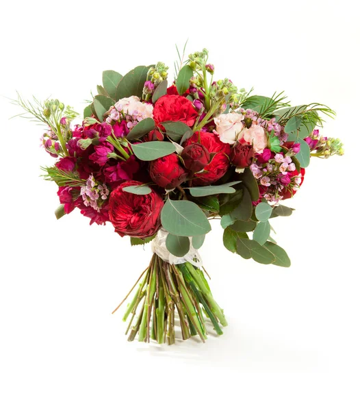 Bouquet de mariage avec roses rouges — Photo