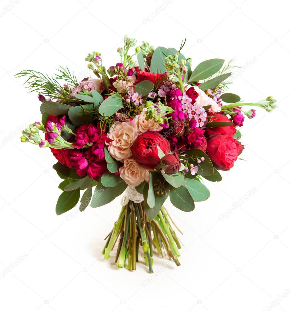 wedding bouquet with rose bush 