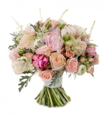 Beyaz arka plan üzerinde izole düğün buketi