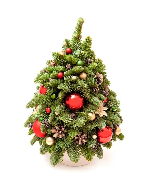 New Year tree made of fir decorated with flowers from cloth and Stock Image