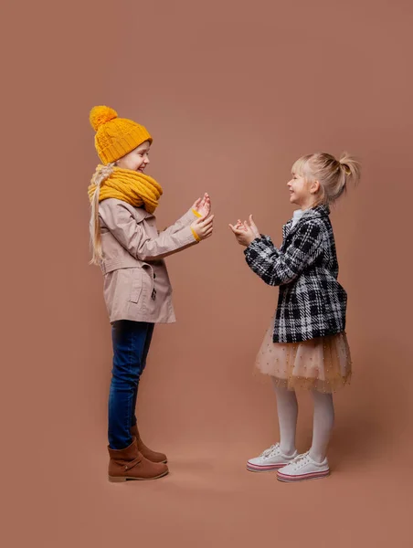 Девушки Осенней Одежде Разговаривают — стоковое фото