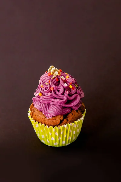 Cupcake Decorat Cremă Violet Închis — Fotografie, imagine de stoc