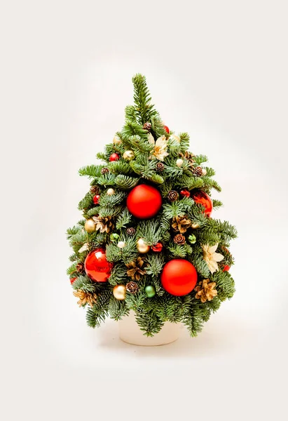 New Year Tree Made Fir Decorated Flowers Cloth Balls — Stock Photo, Image