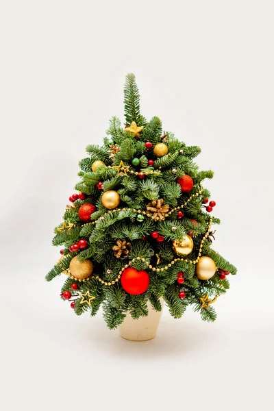 New Year Tree Made Fir Decorated Flowers Cloth Balls — Stock Photo, Image
