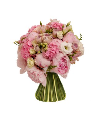 Güllü pembe düğün buketi