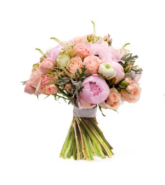 Klasik pembe gül buketi.