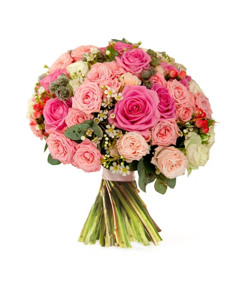 Bouquet Mariage Rose Isolé Sur Blanc — Photo