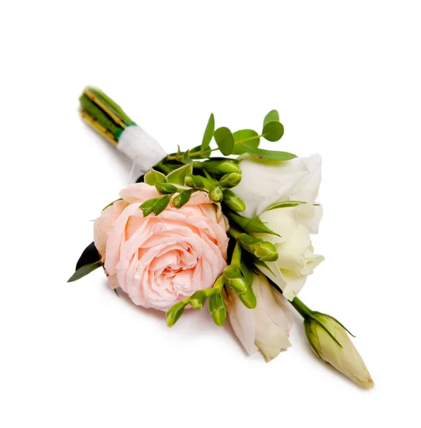 Bonito Boutonniere Rosas Vivas — Fotografia de Stock