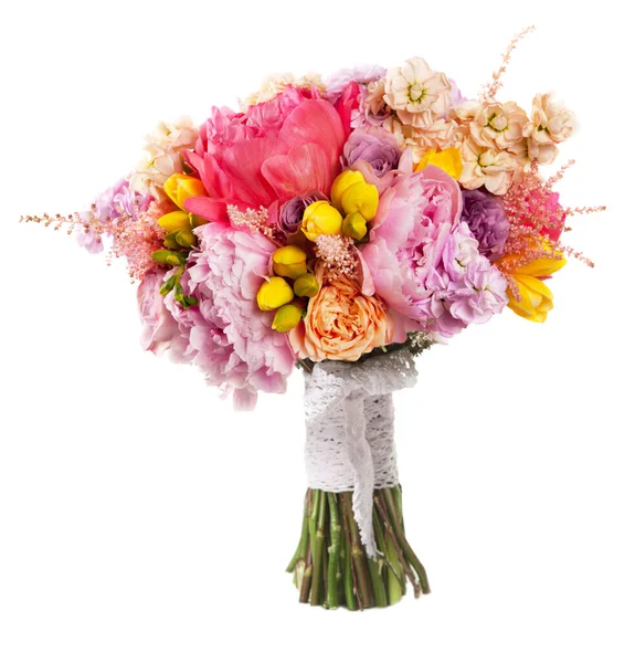 Pink Yellow Wedding Bouquet White — Stock Photo, Image