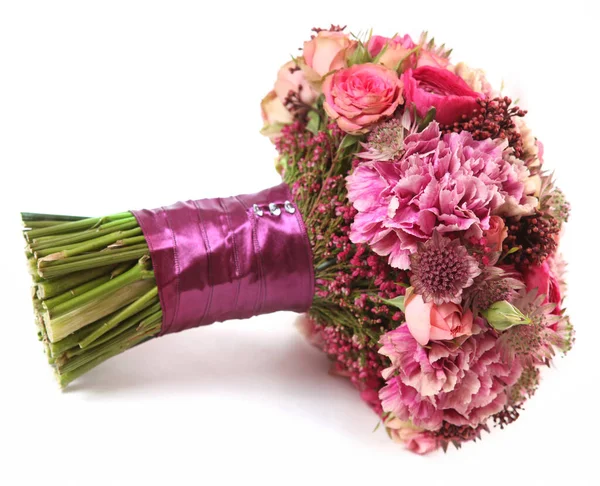 Bouquet Mariage Avec Astrantia Skimma Brassica Rosier Ranunculus Asiaticus Clous — Photo