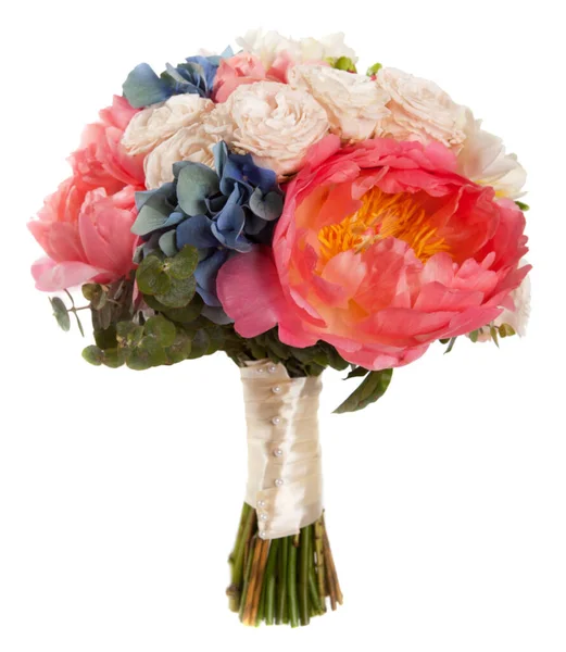Весільний Букет Трояндами Півонією — стокове фото